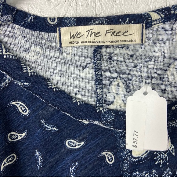 NWT We The Free Women's Size M Blue Hey Girl Bandana Tank Top 100% Cotton - Picture 8 of 9